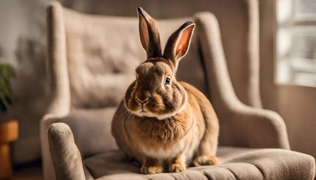Brown rabbit on a sofa