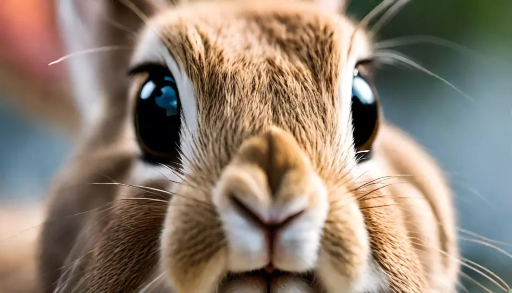 Rabbit staring forward with curious eyes