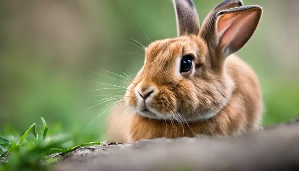 Light brown rabbit with a playful look outdoor